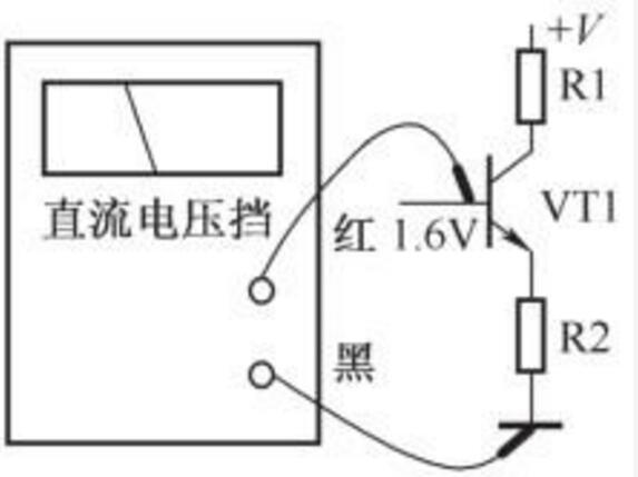 万用表直流电压挡测量三极管基极直流电压方法示意图.jpg