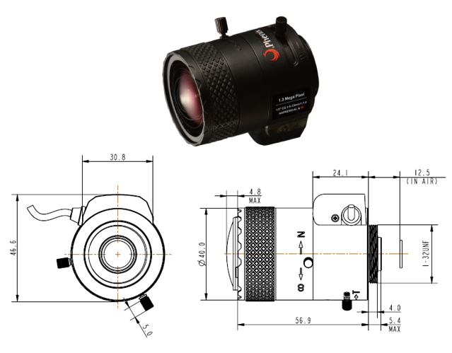 凤凰2.6-13mm手动调焦镜头，PVT26D14IR-M，凤凰2.6-13mm自动光圈镜头