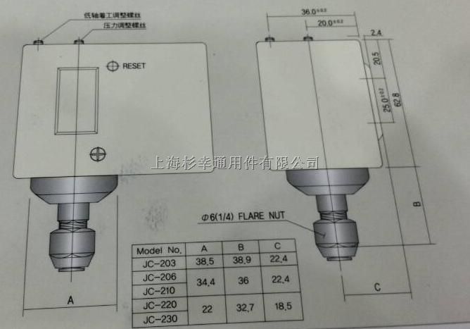 JC206压力开关选型技术参数