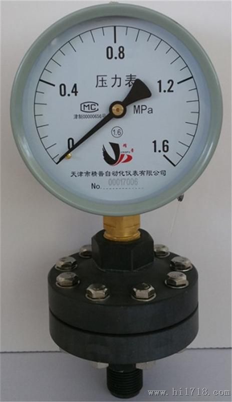 0.1mpa/0.16mpa PVC压力表PVC隔膜压力表YTP100ML螺纹连接