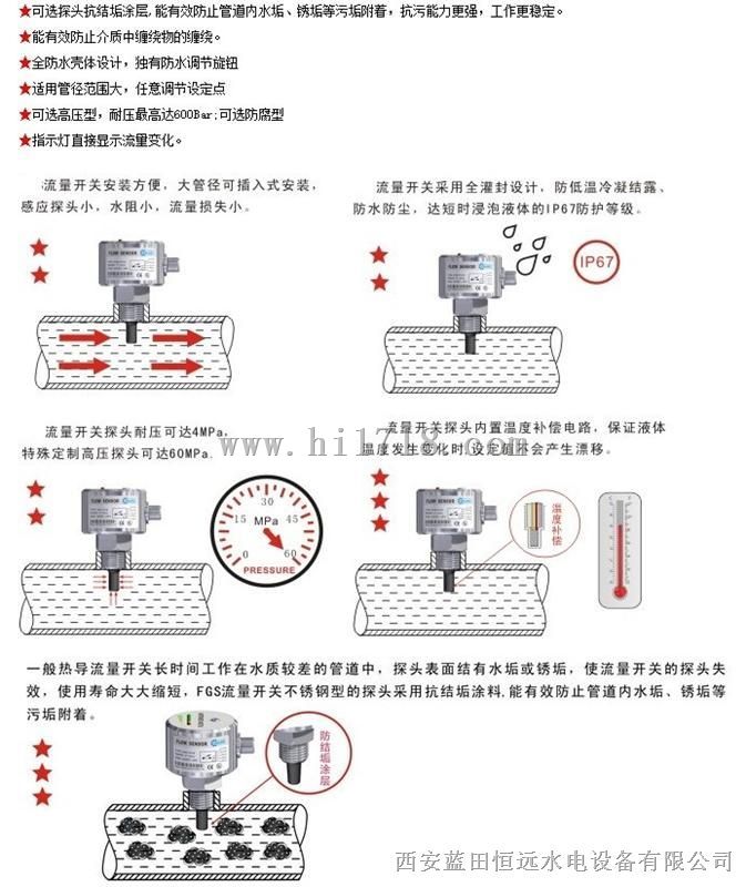 西安水电站冷却水热扩散流量开关TCS-K-G1/2连接螺纹