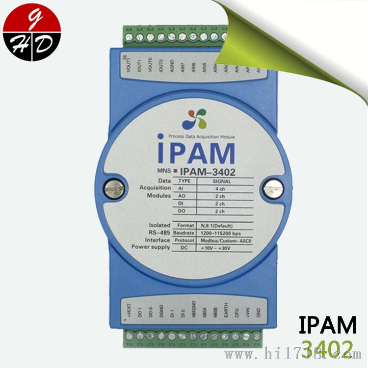 IPAM-3402	4差分输入2通道模拟量输出，通道间隔离，16位分辨率