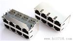 厂家直供2X2\2X3\2X4\2X6\2X8系列屏蔽带灯带弹RJ45网络连接器 双层多胞高品质网口