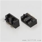 供应卧式90度插板RJ45网络连接器 全塑\屏蔽带缺口水晶头母座 网络插座