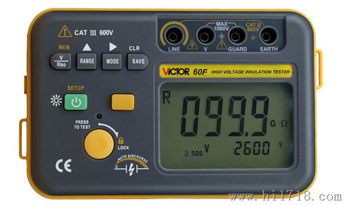  VC60F 绝缘电阻测试仪VICTOR60F