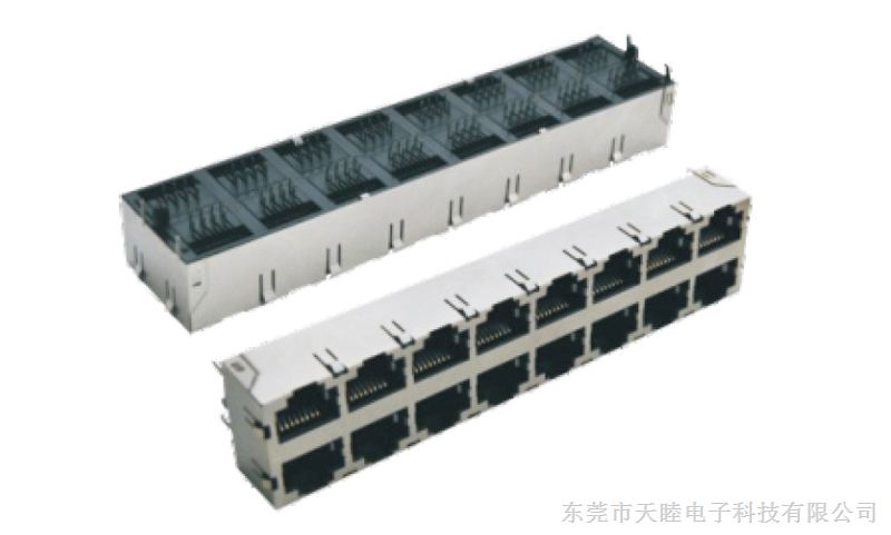 180度直插2x8双层RJ45连接器